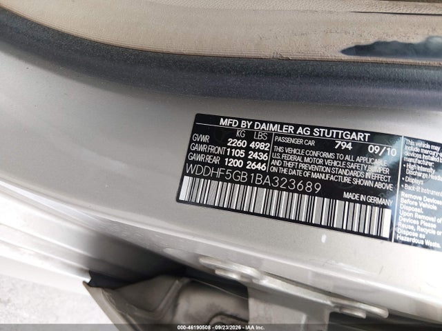 46190508 :رقم المزاد ، WDDHF5GB1BA323689 vin ، 2011 Mercedes-benz E 350 مزاد بيع