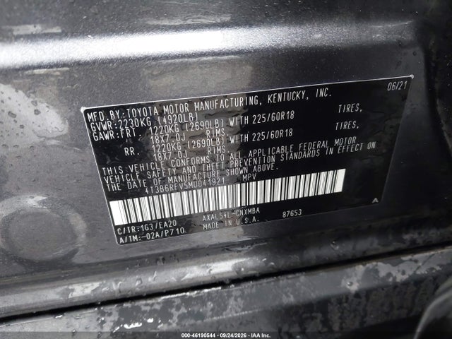 Продаж на аукціоні авто 2021 Toyota Rav4 Hybrid Xle Premium, vin: 4T3B6RFV5MU041921, номер лоту: 46190544