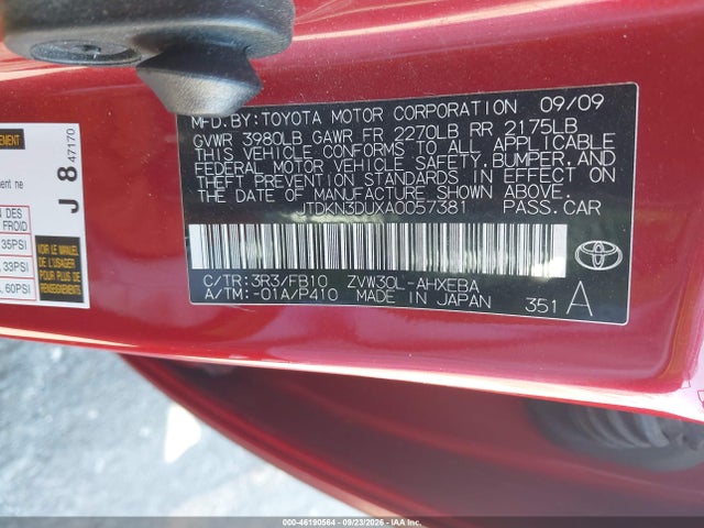 46190564 :رقم المزاد ، JTDKN3DUXA0057381 vin ، 2010 Toyota Prius Ii مزاد بيع