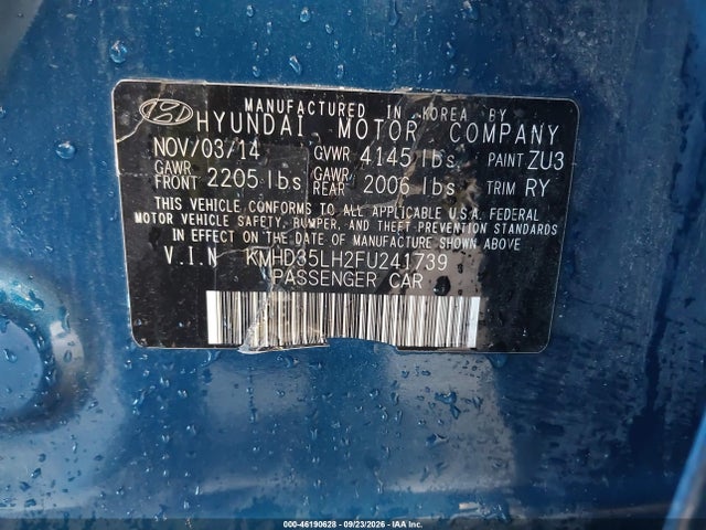 46190628 :رقم المزاد ، KMHD35LH2FU241739 vin ، 2015 Hyundai Elantra Gt مزاد بيع