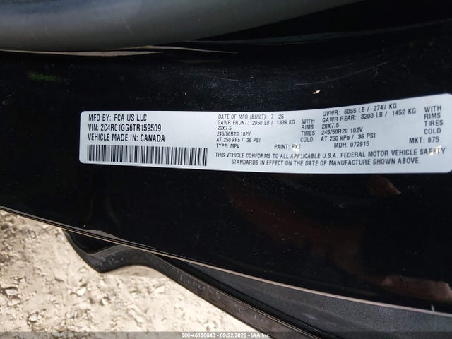 2026 Chrysler Pacifica Limited მანქანა იყიდება აუქციონზე, vin: 2C4RC1GG6TR159509, აუქციონის ნომერი: 46190643