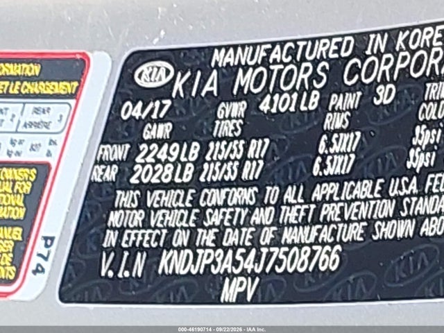 Продажа на аукционе авто 2018 Kia Alma +, vin: KNDJP3A54J7508766, номер лота: 46190714