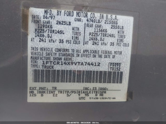 Продажа на аукционе авто 1997 Ford Ranger Splash/xlt, vin: 1FTCR14X9VTA74412, номер лота: 46190753