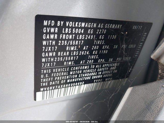 Продажа на аукционе авто 2017 Volkswagen Tiguan 2.0t/2.0t S, vin: WVGBV7AX6HK050492, номер лота: 46190797