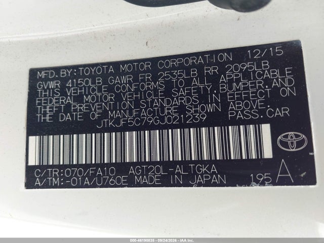 Продажа на аукционе авто 2016 Scion Tc, vin: JTKJF5C79GJ021239, номер лота: 46190835
