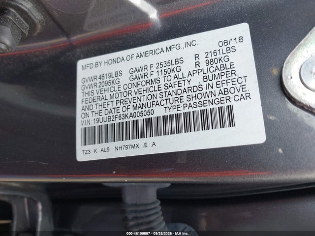 Продаж на аукціоні авто 2019 Acura Tlx Tech   A-spec Pkgs, vin: 19UUB2F63KA005050, номер лоту: 46190857