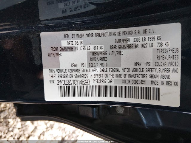 Aukcja sprzedaży 2016 Scion Ia, vin: 3MYDLBZV1GY145293, numer aukcji: 46190884