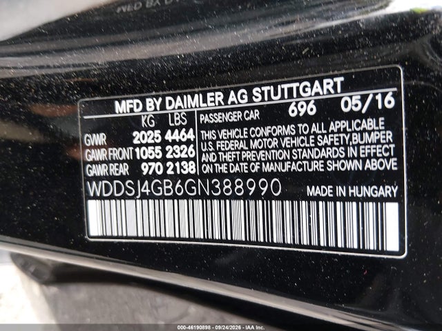 Продажа на аукционе авто 2016 Mercedes-benz Cla Cla 250, vin: WDDSJ4GB6GN388990, номер лота: 46190898