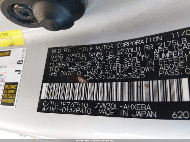 Продажа на аукционе авто 2010 Toyota Prius Iii, vin: JTDKN3DUXA0083625, номер лота: 46190992