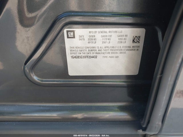 Buick Lacrosse Leather 2015 1G4GB5G36FF294432 Image 9