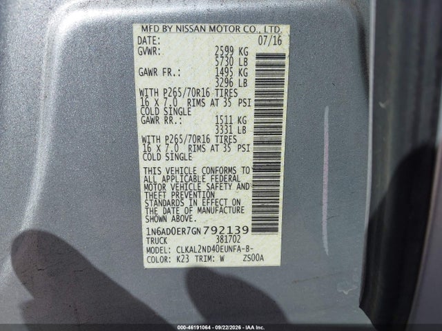 Nissan Frontier Sv 2016 1N6AD0ER7GN792139 Image 9