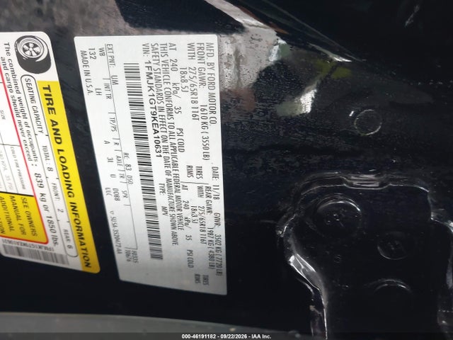 46191182 :رقم المزاد ، 1FMJK1GT9KEA10631 vin ، 2019 Ford Expedition Max Xl مزاد بيع