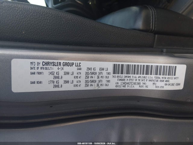 Aukcja sprzedaży 2014 Dodge Durango Sxt, vin: 1C4RDHAG7EC481909, numer aukcji: 46191189