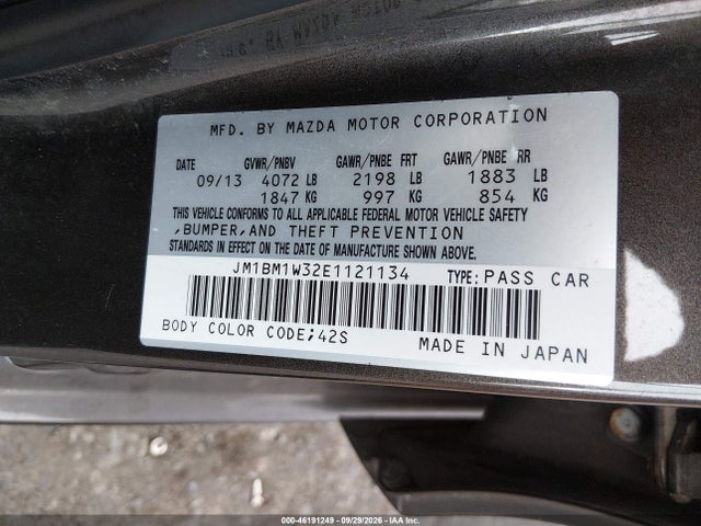 Aukcja sprzedaży 2014 Mazda Mazda3 S Grand Touring, vin: JM1BM1W32E1121134, numer aukcji: 46191249