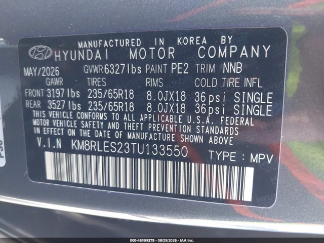 Hyundai Palisade Sel 7p 2026 KM8RLES23TU133550 Image 9
