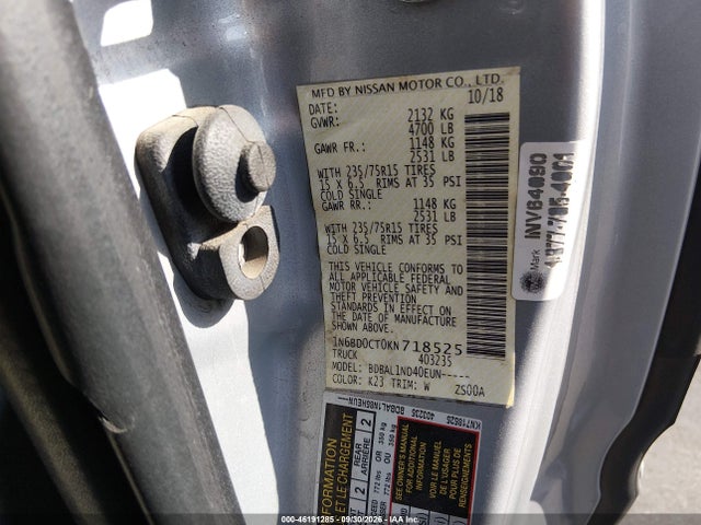 Продажа на аукционе авто 2019 Nissan Frontier S, vin: 1N6BD0CT0KN718525, номер лота: 46191285