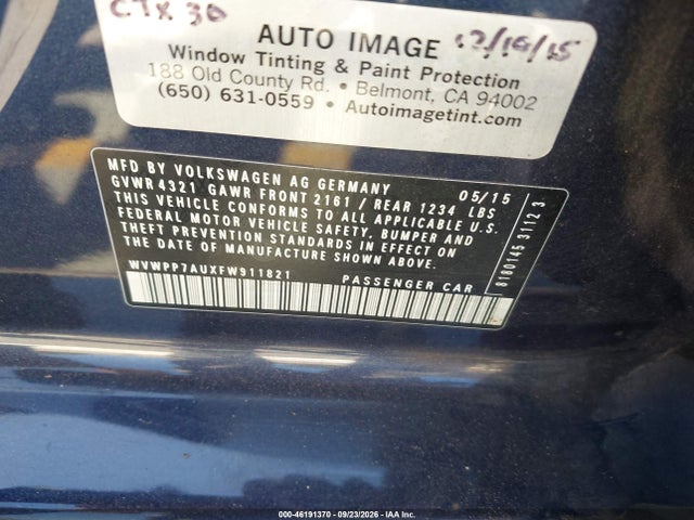 Aukcja sprzedaży 2015 Volkswagen E-golf Sel Premium, vin: WVWPP7AUXFW911821, numer aukcji: 46191370