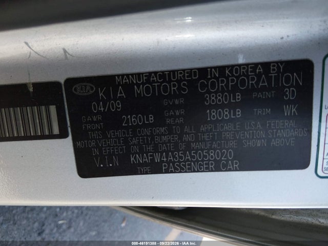 Aukcja sprzedaży 2010 Kia Forte Sx, vin: KNAFW4A35A5058020, numer aukcji: 46191388