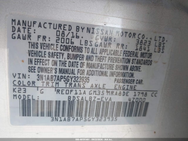 Nissan SENTRA S 2016 3N1AB7AP5GY323935 Image 9
