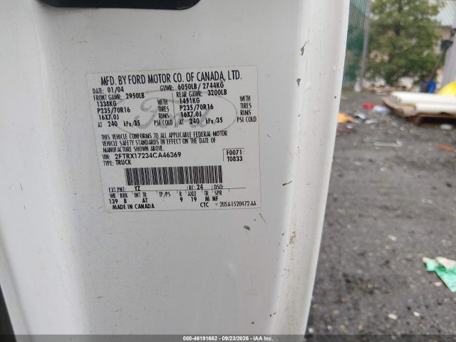 46191662 :رقم المزاد ، 2FTRX17234CA46369 vin ، 2004 Ford F-150 Heritage Xl/xlt مزاد بيع