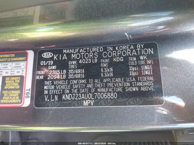 Aukcja sprzedaży 2020 Kia Soul S, vin: KNDJ23AU0L7006880, numer aukcji: 46191711