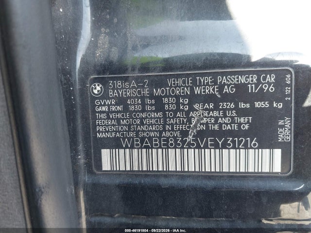 Продажа на аукционе авто 1997 Bmw 318is, vin: WBABE8325VEY31216, номер лота: 46191804