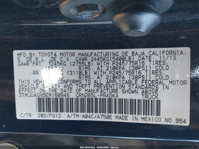 Aukcja sprzedaży 2014 Toyota Tacoma Prerunner V6, vin: 3TMJU4GN5EM160946, numer aukcji: 46191823