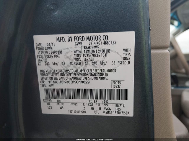 Продаж на аукціоні авто 2011 Ford Escape Hybrid, vin: 1FMCU5K30BKC19629, номер лоту: 46191847