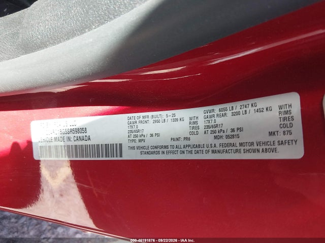 Продажа на аукционе авто 2025 Chrysler Pacifica Select, vin: 2C4RC1BG5SR598058, номер лота: 46191876