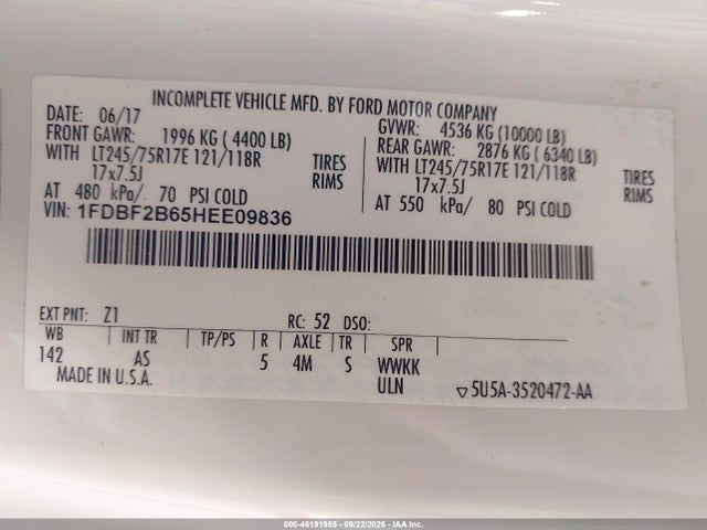 Продажа на аукционе авто 2017 Ford F-250 Xl, vin: 1FDBF2B65HEE09836, номер лота: 46191955