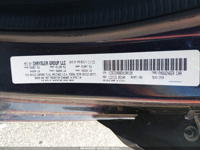 2014 Dodge Avenger Se მანქანა იყიდება აუქციონზე, vin: 1C3CDZAB8EN190120, აუქციონის ნომერი: 46191958
