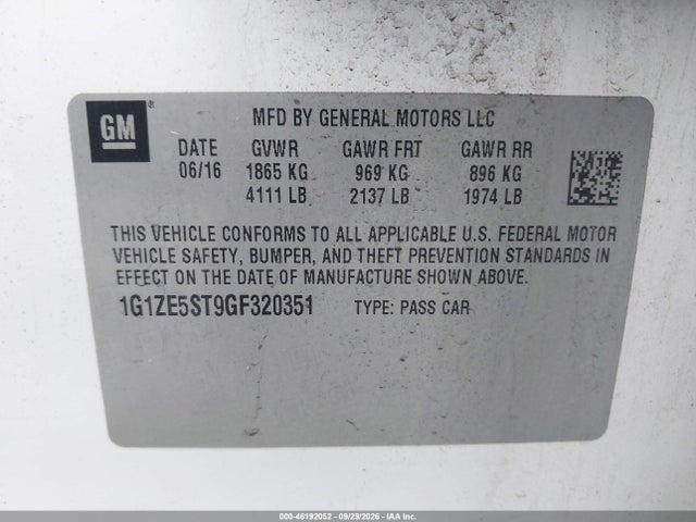 Chevrolet MALIBU LT 2016 1G1ZE5ST9GF320351 Image 9