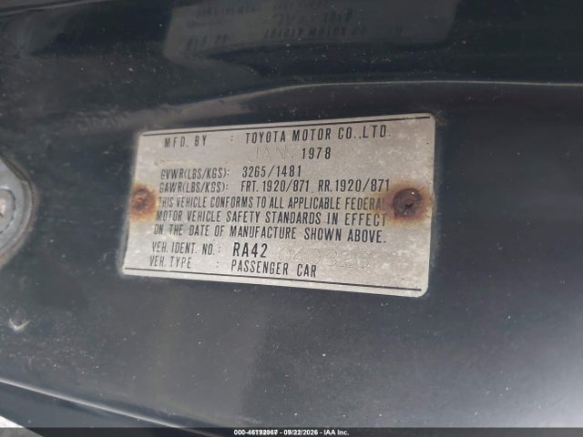 Продажа на аукционе авто 1978 Toyota Celica, vin: RA42040326, номер лота: 46192067