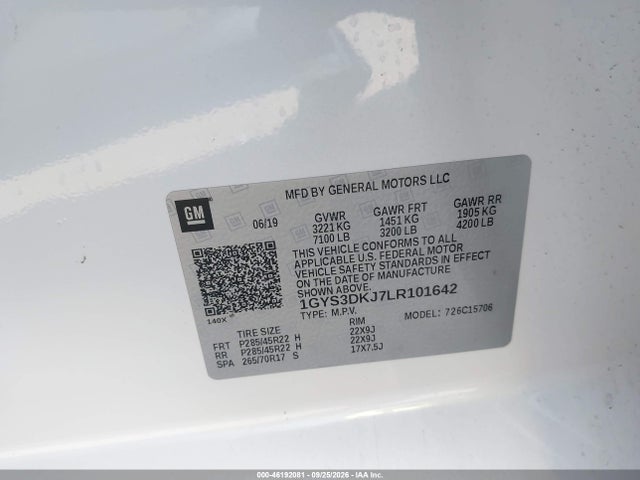 Продаж на аукціоні авто 2020 Cadillac Escalade 2wd Platinum, vin: 1GYS3DKJ7LR101642, номер лоту: 46192081