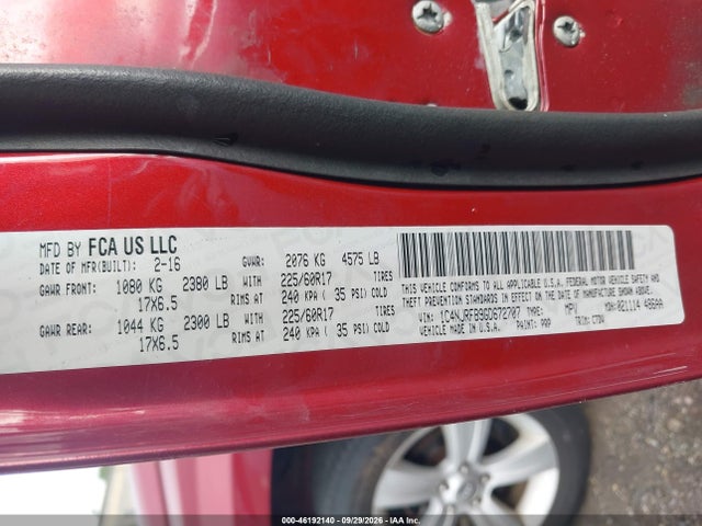 Продаж на аукціоні авто 2016 Jeep Patriot Latitude, vin: 1C4NJRFB9GD672707, номер лоту: 46192140