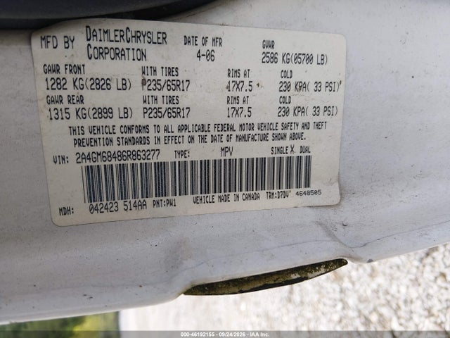 Aukcja sprzedaży 2006 Chrysler Pacifica Touring, vin: 2A4GM68486R863277, numer aukcji: 46192155