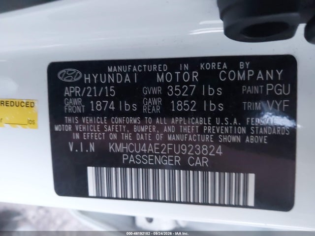 Aukcja sprzedaży 2015 Hyundai Accent Gls, vin: KMHCU4AE2FU923824, numer aukcji: 46192182