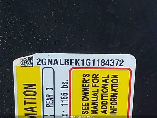 Продаж на аукціоні авто 2016 Chevrolet Equinox Ls, vin: 2GNALBEK1G1184372, номер лоту: 46192257