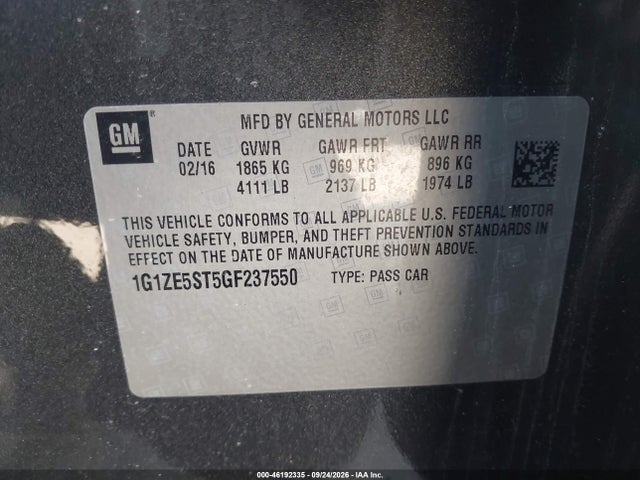 Aukcja sprzedaży 2016 Chevrolet Malibu 1lt, vin: 1G1ZE5ST5GF237550, numer aukcji: 46192335