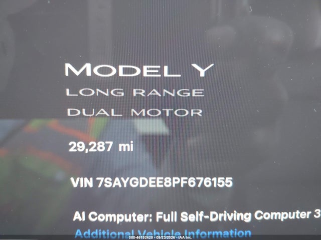 Aukcja sprzedaży 2023 Tesla Model Y Awd/long Range Dual Motor All-wheel Drive, vin: 7SAYGDEE8PF676155, numer aukcji: 46192420