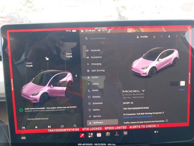 Aukcja sprzedaży 2023 Tesla Model Y Awd/long Range Dual Motor All-wheel Drive, vin: 7SAYGDEE8PF676155, numer aukcji: 46192420