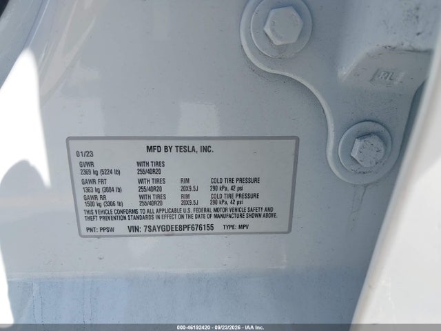 Aukcja sprzedaży 2023 Tesla Model Y Awd/long Range Dual Motor All-wheel Drive, vin: 7SAYGDEE8PF676155, numer aukcji: 46192420