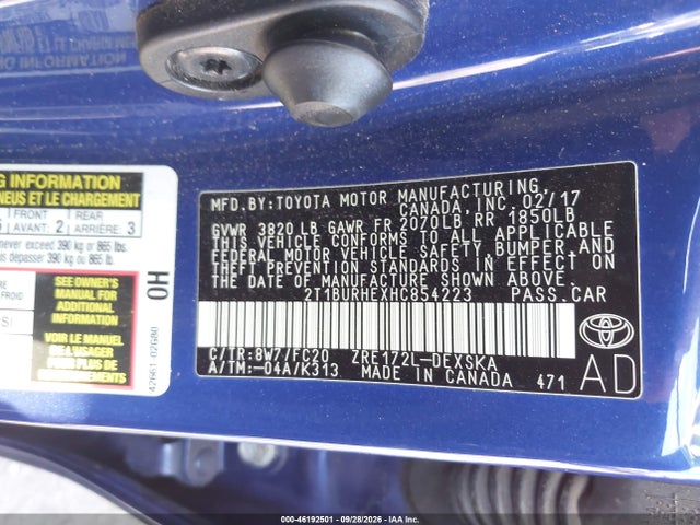Toyota COROLLA SE 2017 2T1BURHEXHC854223 Image 9