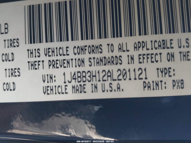 46192517 :رقم المزاد ، 1J4BB3H12AL201121 vin ، 2010 Jeep Wrangler Unlimited Sport مزاد بيع