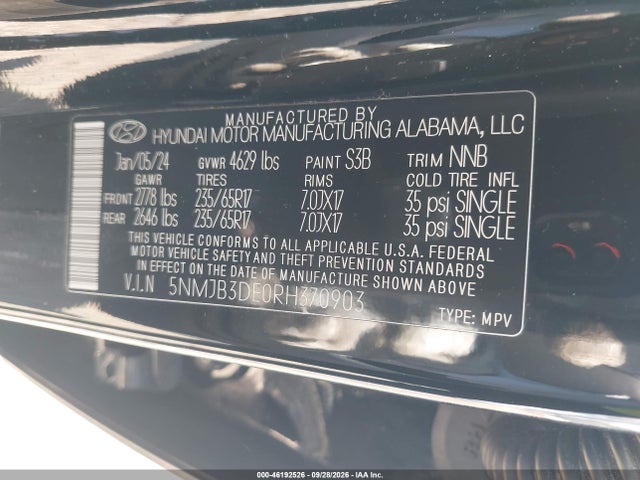 Продаж на аукціоні авто 2024 Hyundai Tucson Sel, vin: 5NMJB3DE0RH370903, номер лоту: 46192526