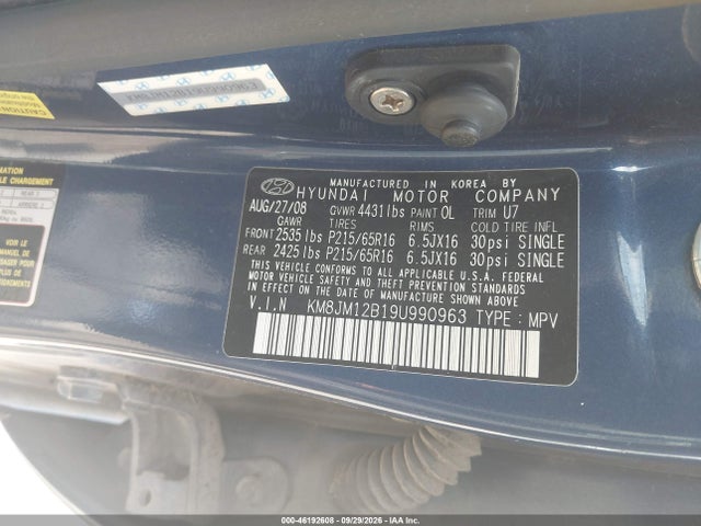 Продаж на аукціоні авто 2009 Hyundai Tucson Gls, vin: KM8JM12B19U990963, номер лоту: 46192608