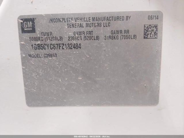 Auction sale of the 2015 Chevrolet Silverado 3500hd Wt, vin: 1GB5CYC87FZ132484, lot number: 46192642