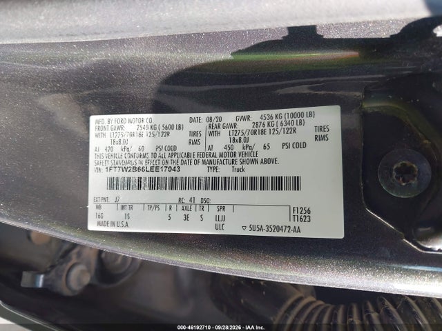 Ford F-250 Xl 2020 1FT7W2B66LEE17043 Image 9