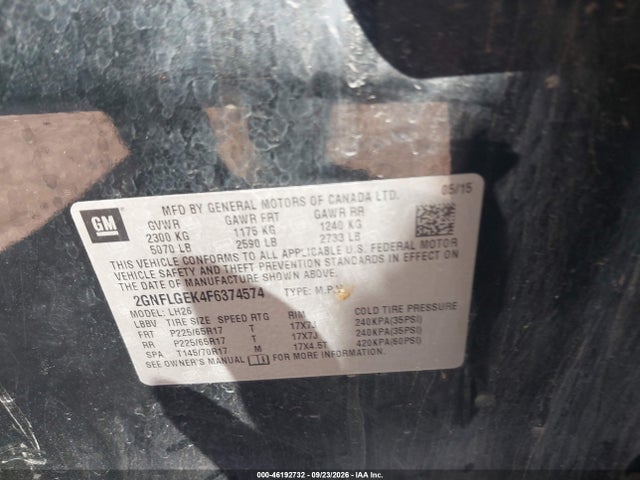 Chevrolet Equinox 2lt 2015 2GNFLGEK4F6374574 Image 9