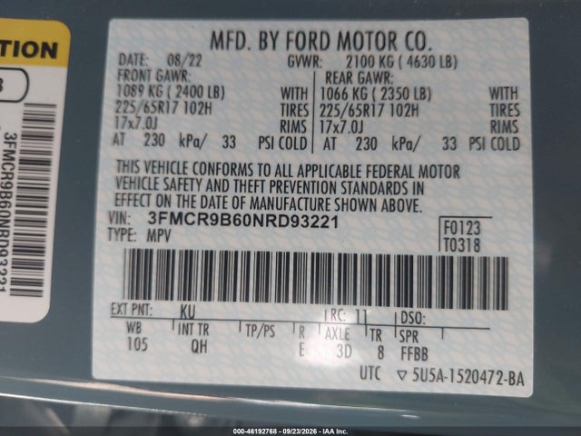Ford Bronco Sport Big Bend 2022 3FMCR9B60NRD93221 Image 9